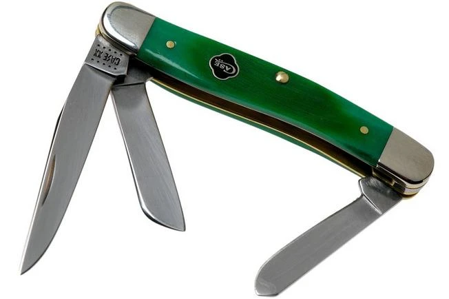 Case Medium Stockman Clover Green Bone, Sawcut Jig, 23214, 6318 SS Pocket Knife 3 Case Medium Stockman Clover Green Bone, Sawcut Jig, 23214, 6318 SS Pocket Knife