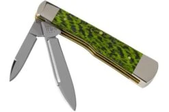 Case Gunstock Green & Black Carbon Fibre-G10 Weave Smooth, 50715, 102130 SS Pocket Knife