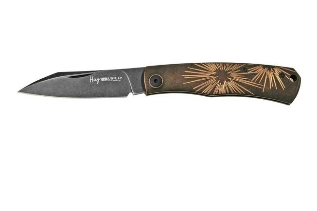 Viper Hug V5991BRS Black Blade, Black Stonewashed Bronze Star Pocket Knife, Sacha Thiel Design 3 Viper Hug V5991BRS Black Blade, Black Stonewashed Bronze Star Pocket Knife, Sacha Thiel Design