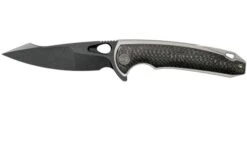 WE Knife Yucha 810F Pocket Knife, Black Blade, Grey Ti With Carbon Fibre Inlays