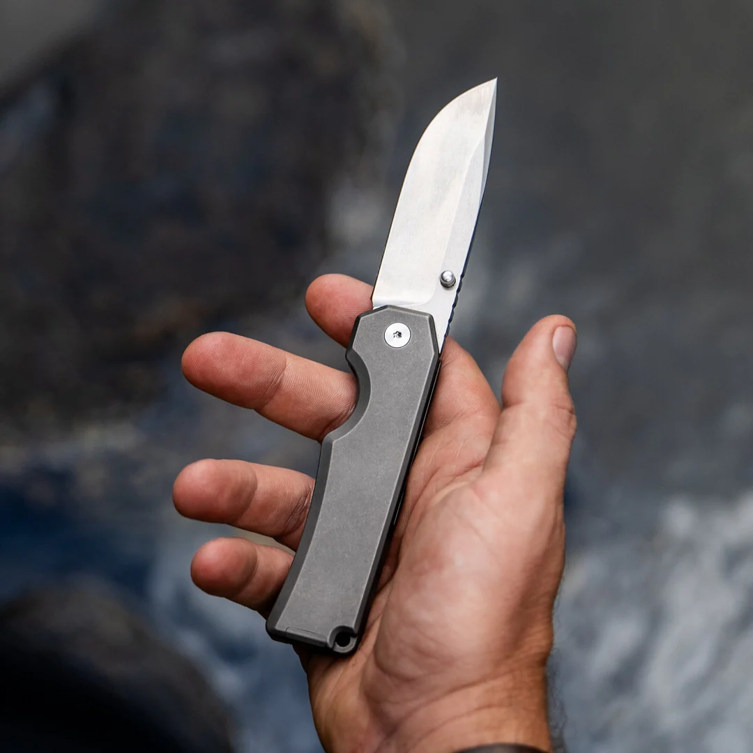 Knives and Tools Shop -Knives and Tools Shop folded titanium pocket knife open blade